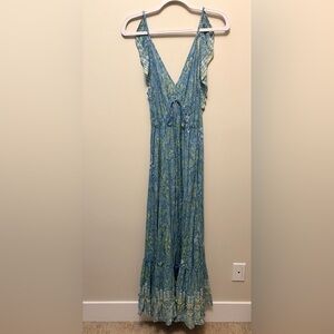 BEAUTIFUL DAY Elegant Blue and Green Maxi Dress